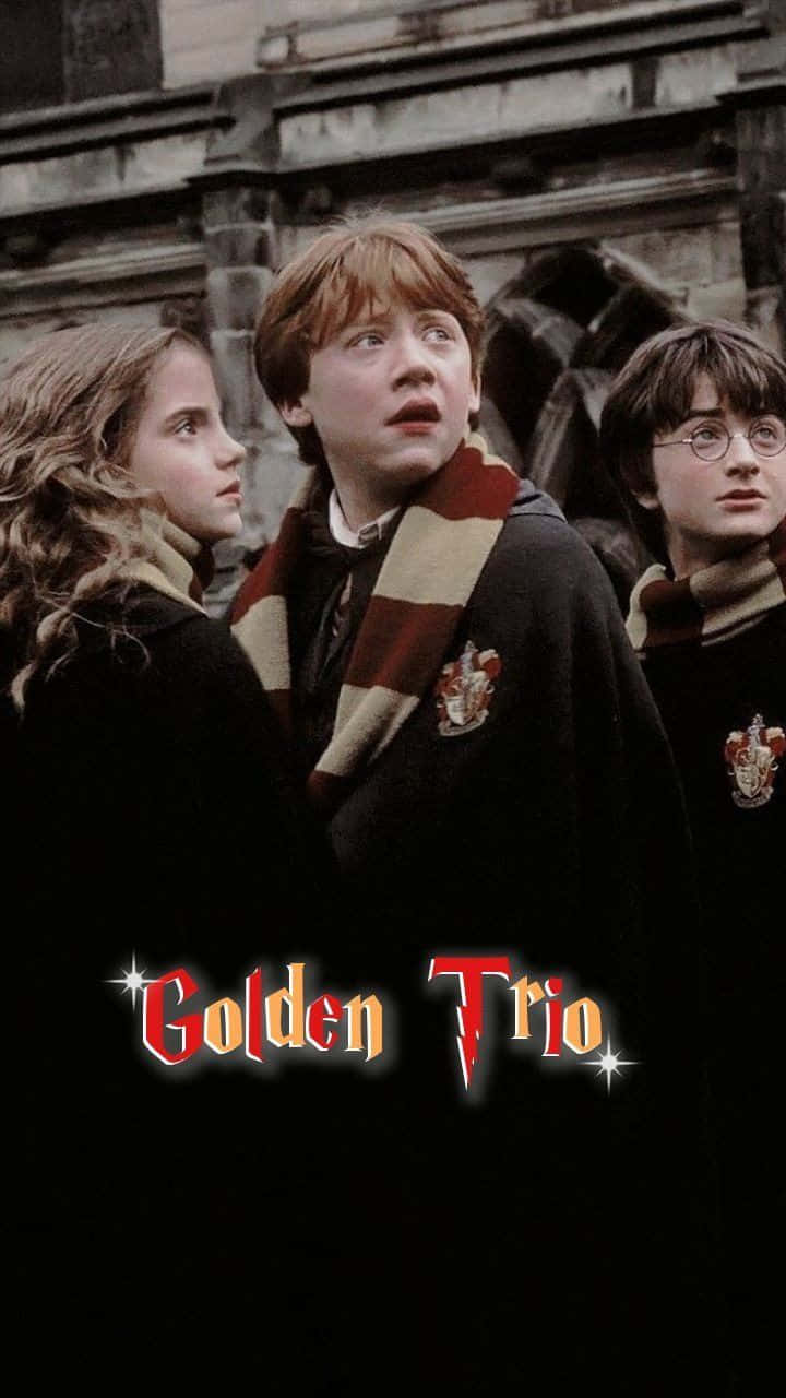 Harry Potter And The Golden Trio: Harry Potter, Ron Weasley, And Hermione Granger Background