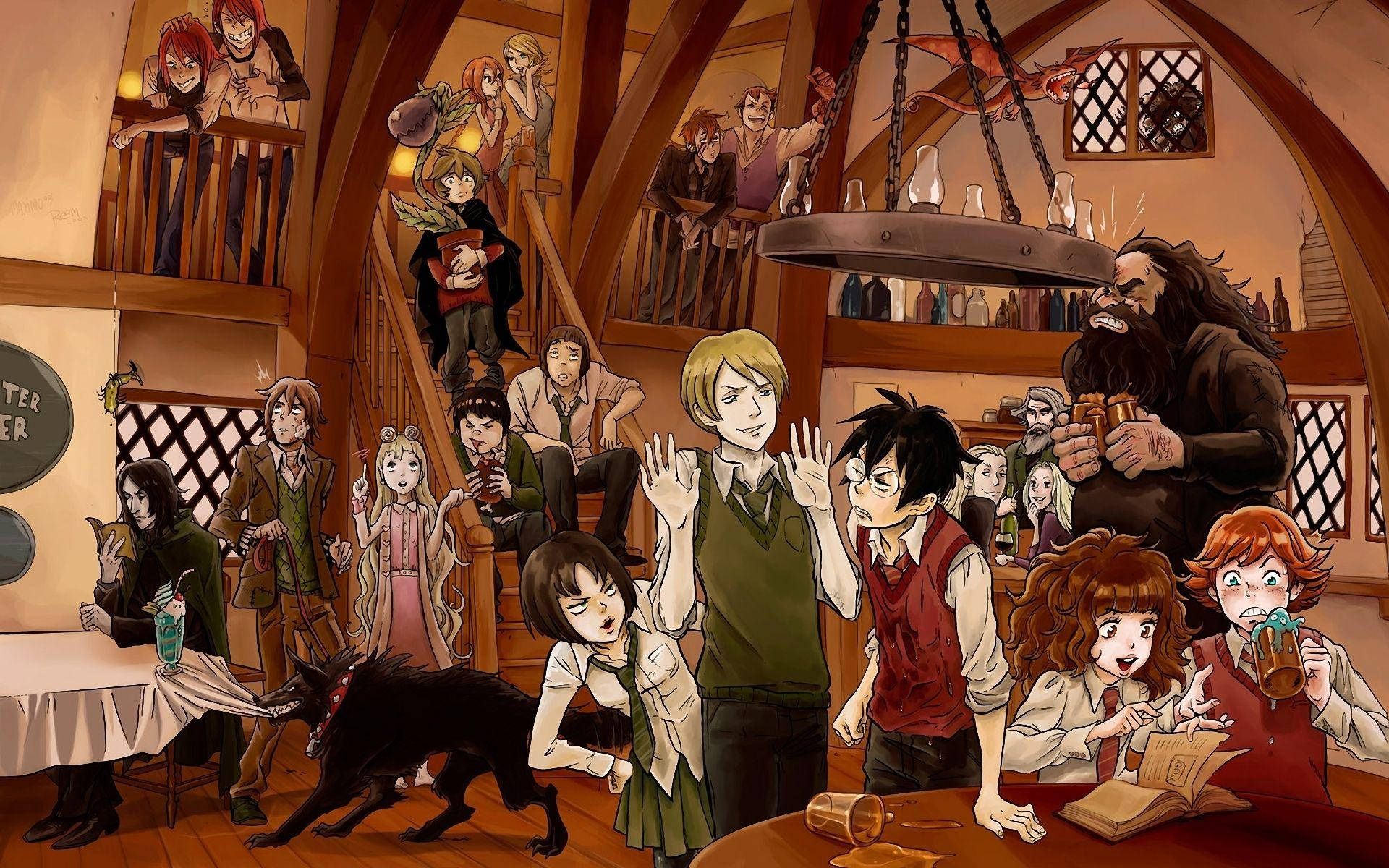 Harry Potter Anime Characters At Hogsmeade