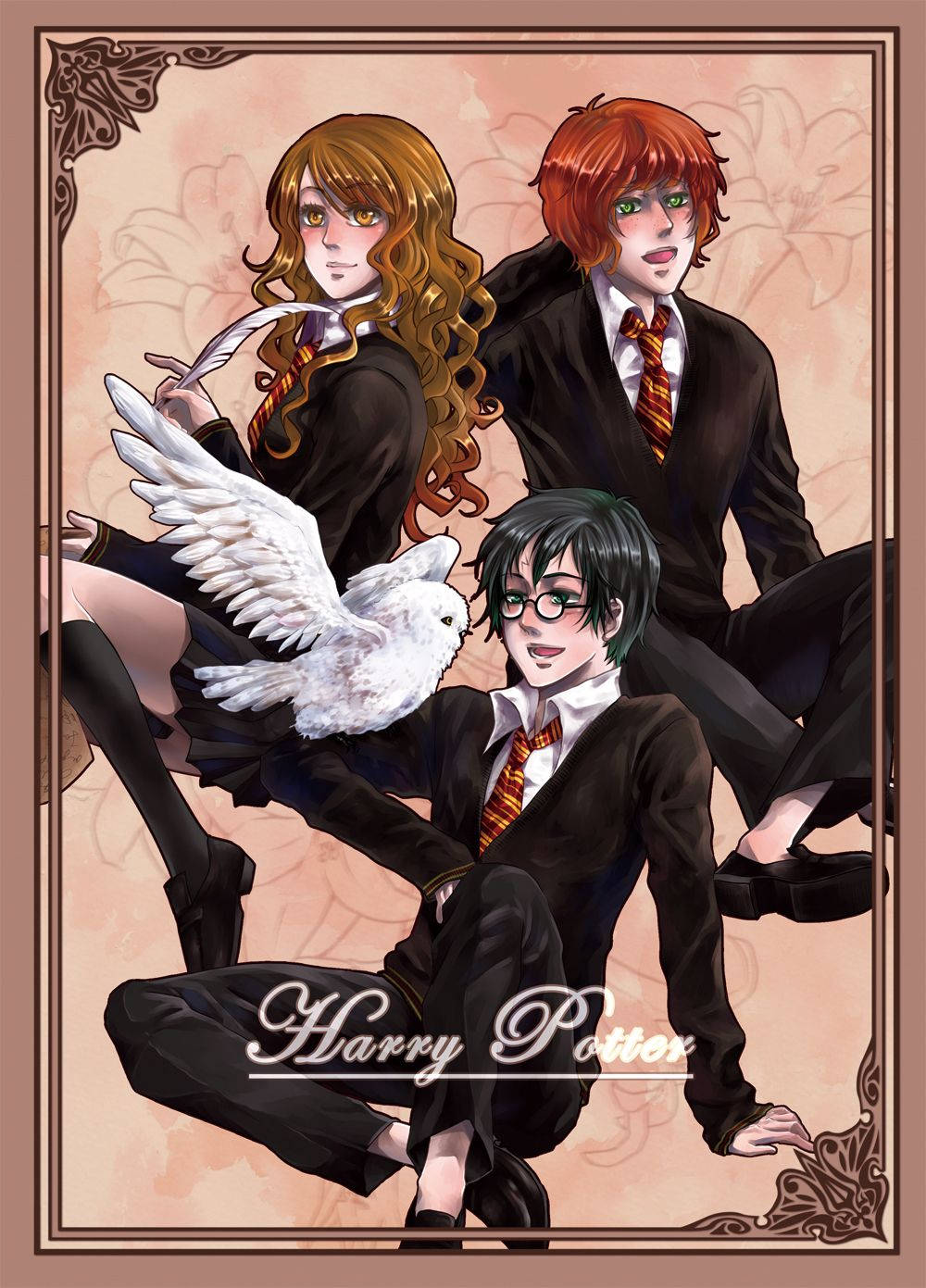 Harry Potter Anime Floral Frame