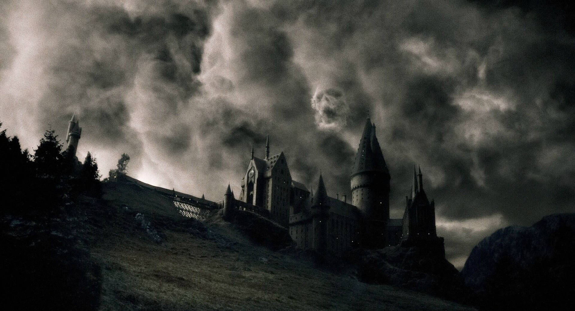 Harry Potter B&w Hogwarts Aesthetic Background