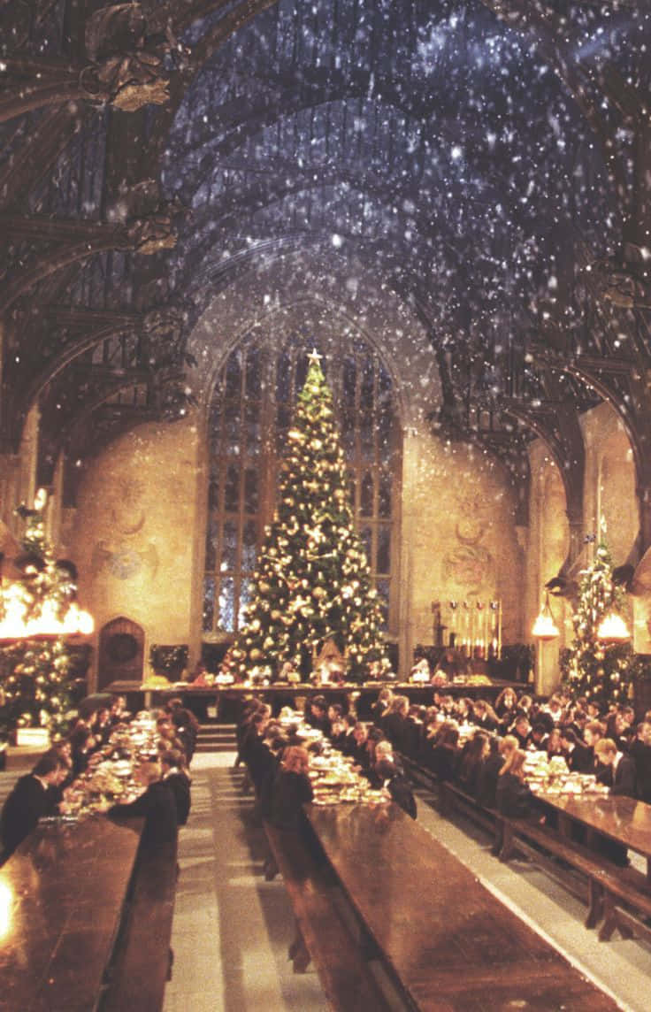 Harry Potter Christmas In Hogwarts Great Hall Background