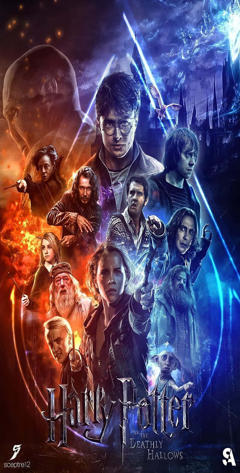 Harry Potter Deathly Hallows All Characters Poster Background