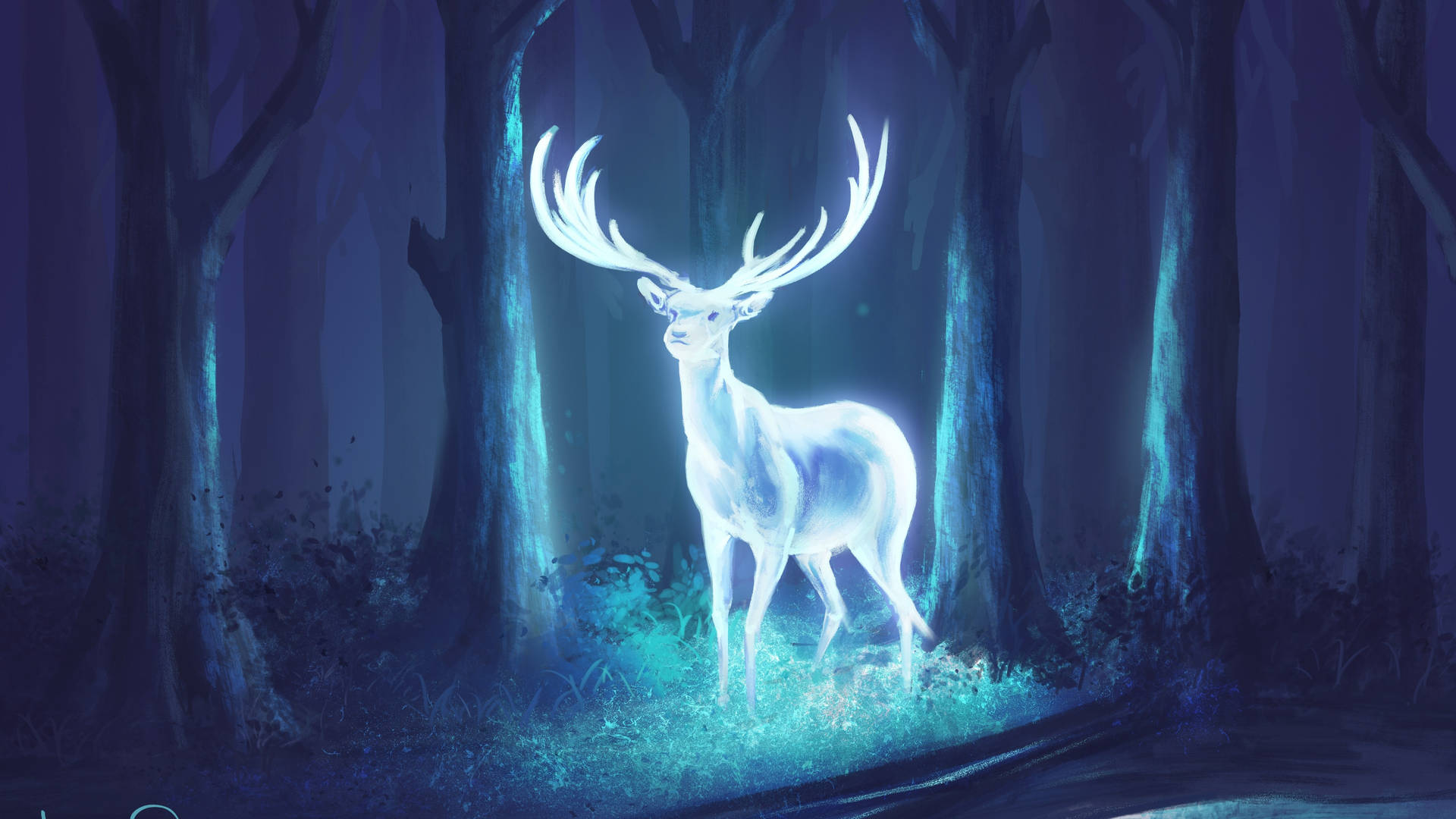 Harry Potter Glowing Stag Patronus Background