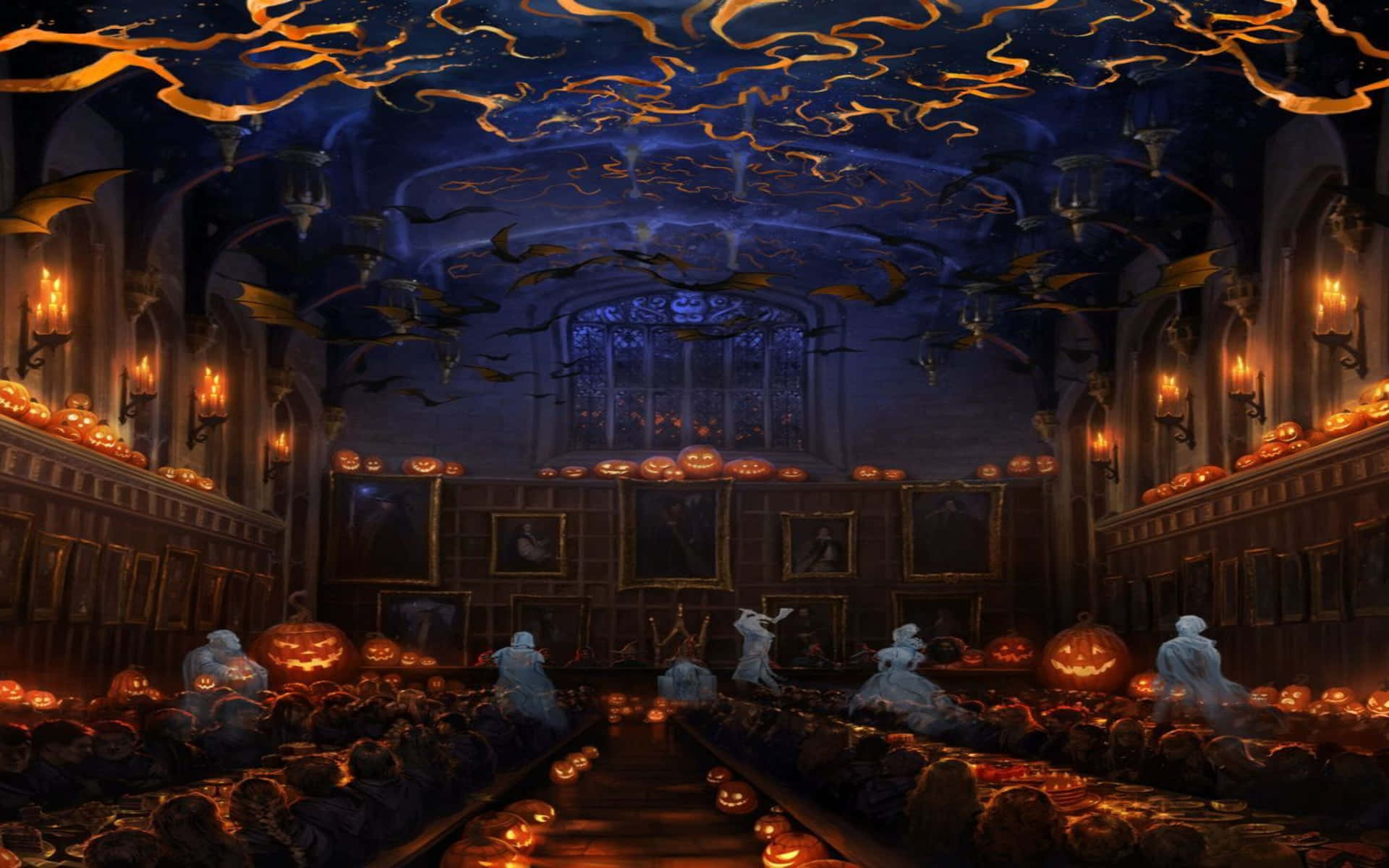 Harry Potter Halloween With Ghosts Background