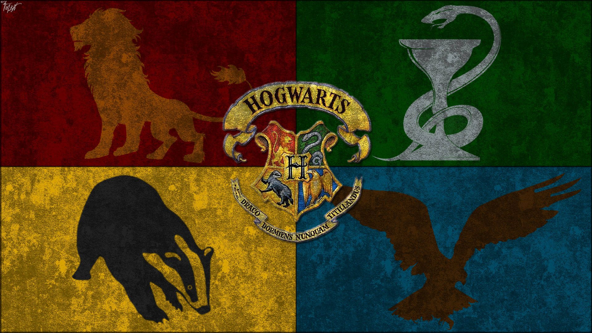 Harry Potter Houses Animal Silhouettes Background
