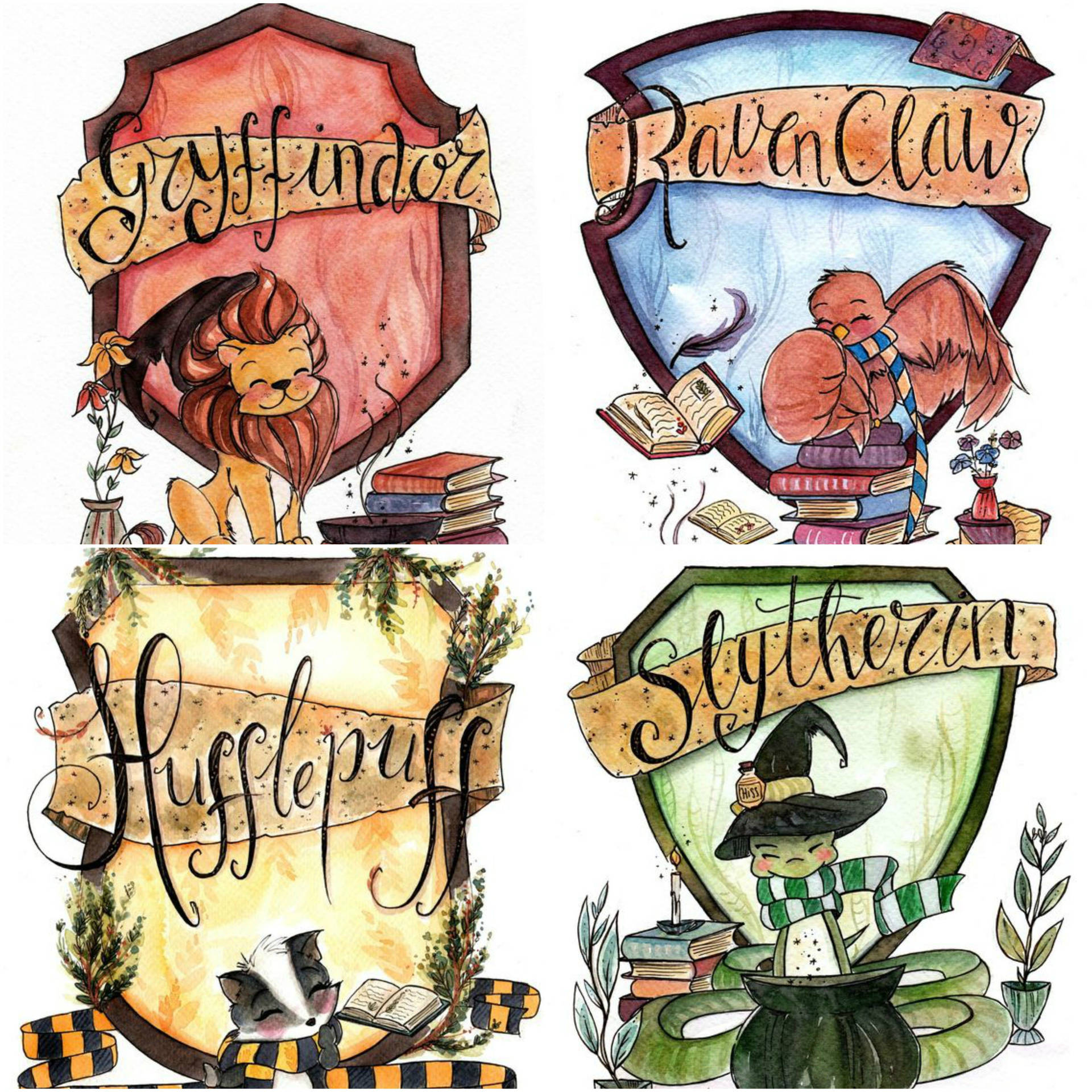 Harry Potter Houses Child Art Background