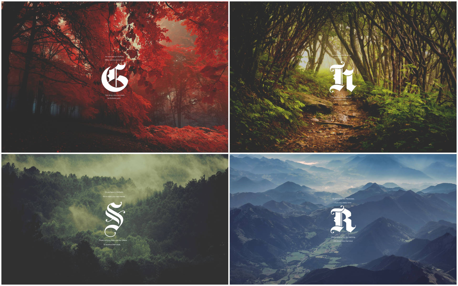 Harry Potter Houses Nature Aesthetic Background