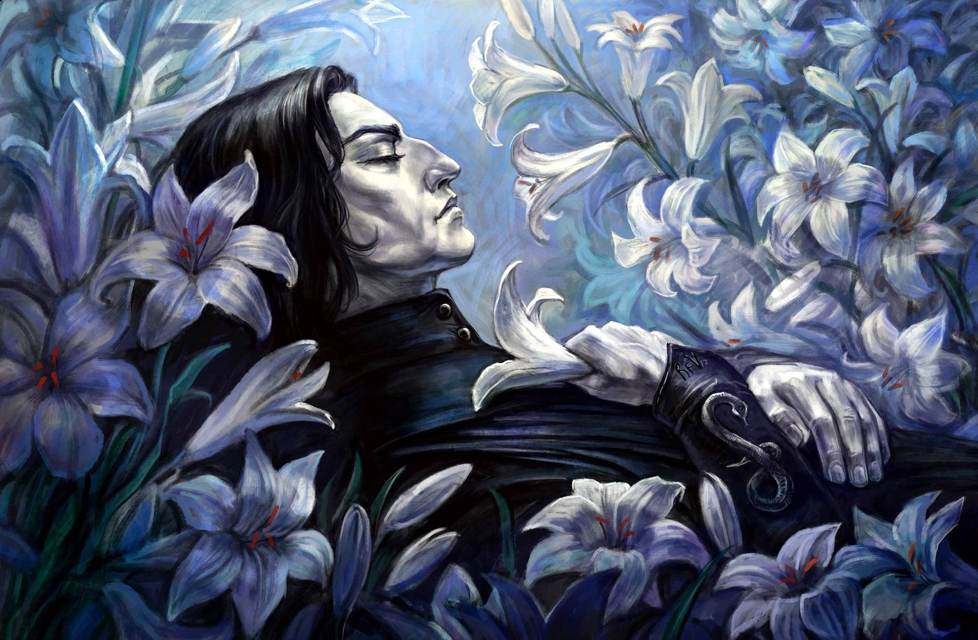 Harry Potter Snape In Lily Art Background