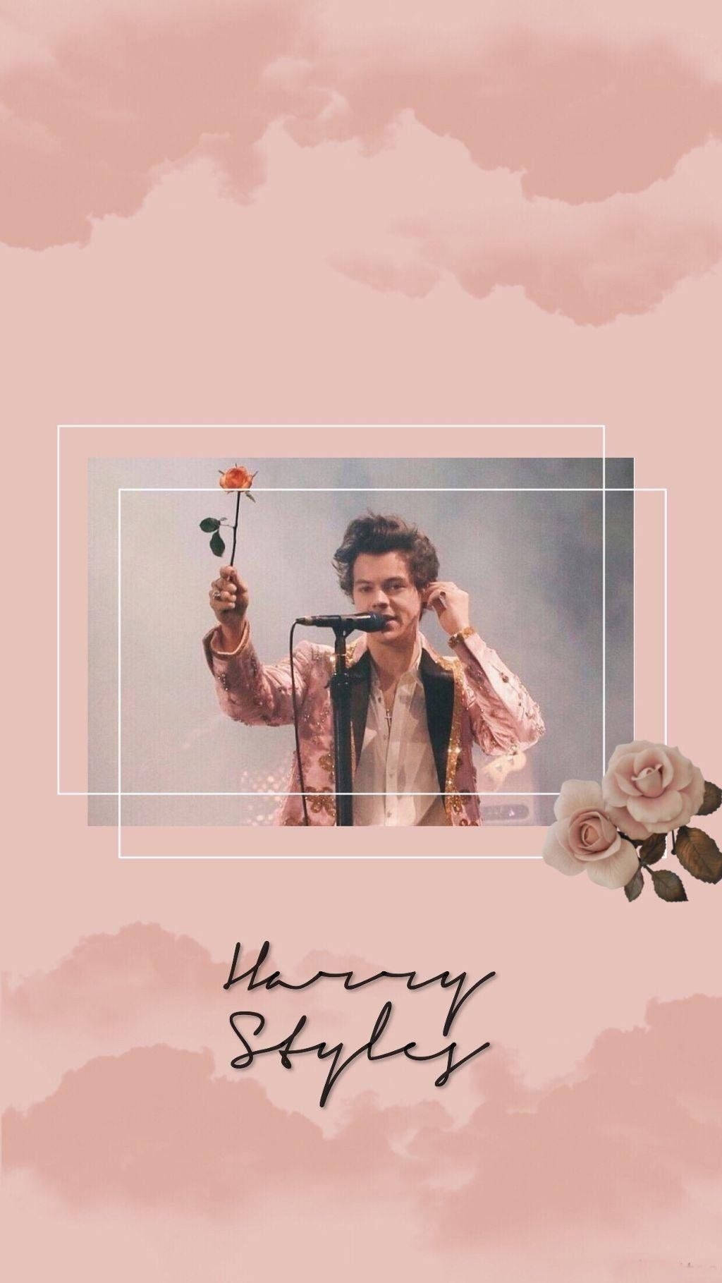 Harry Styles Aesthetic Pink Background Background