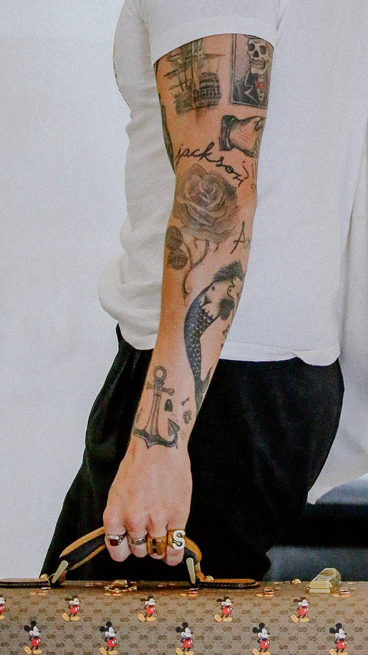 Harry Styles Arm Tattoos Background