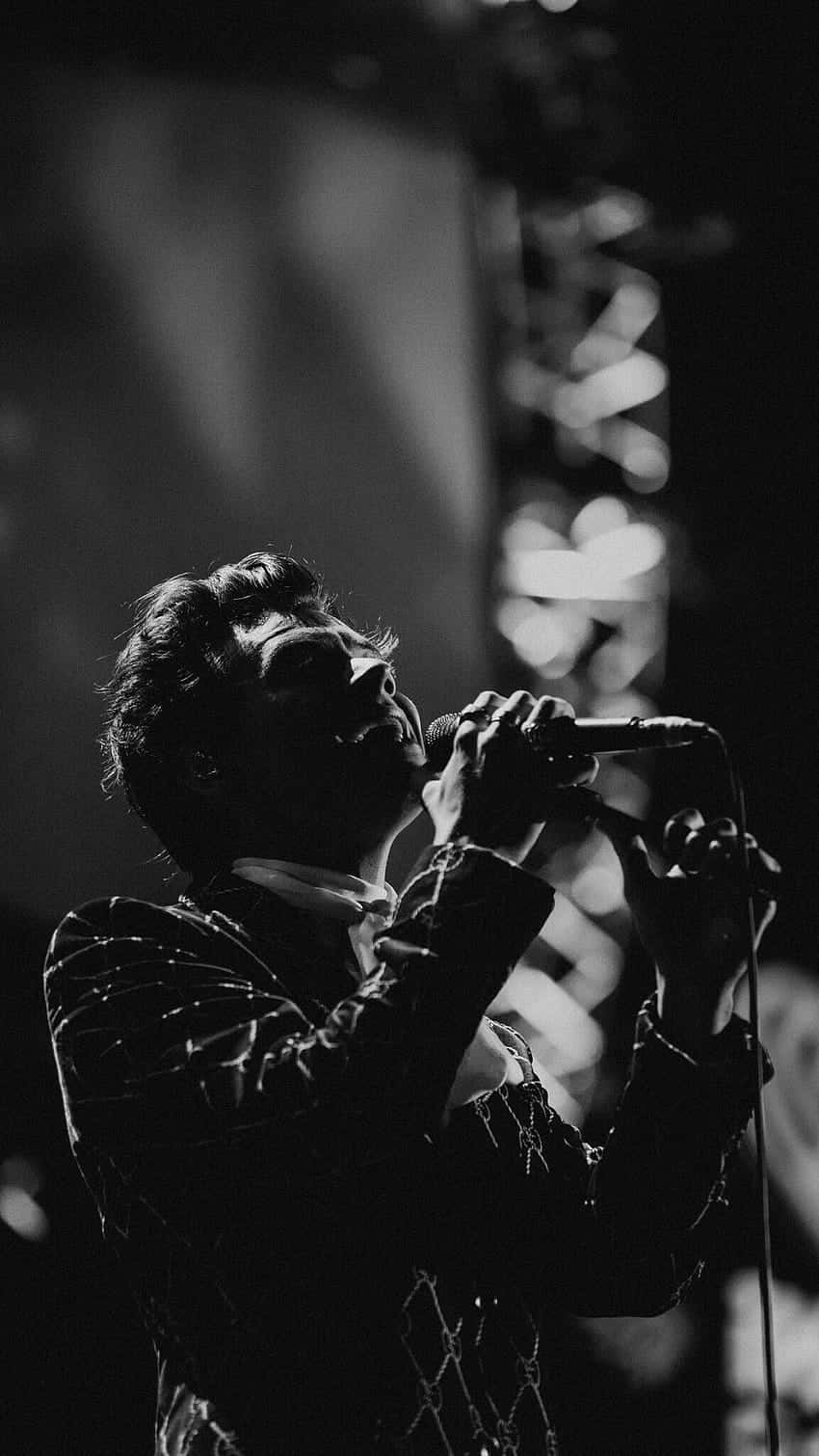 Harry Styles Black And White Background On Stage