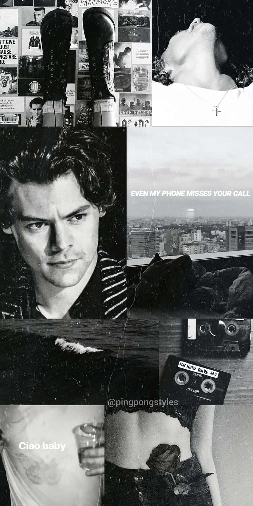 Harry Styles Black And White Music Video Collage Background