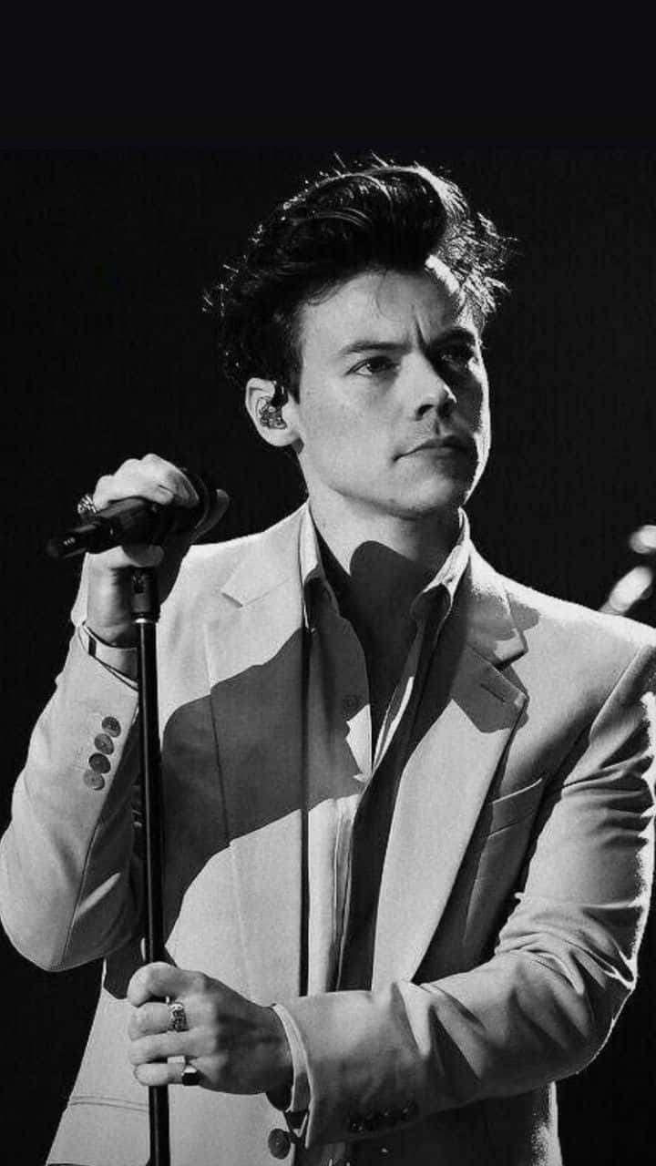 Harry Styles Black And White Photo In A Suit