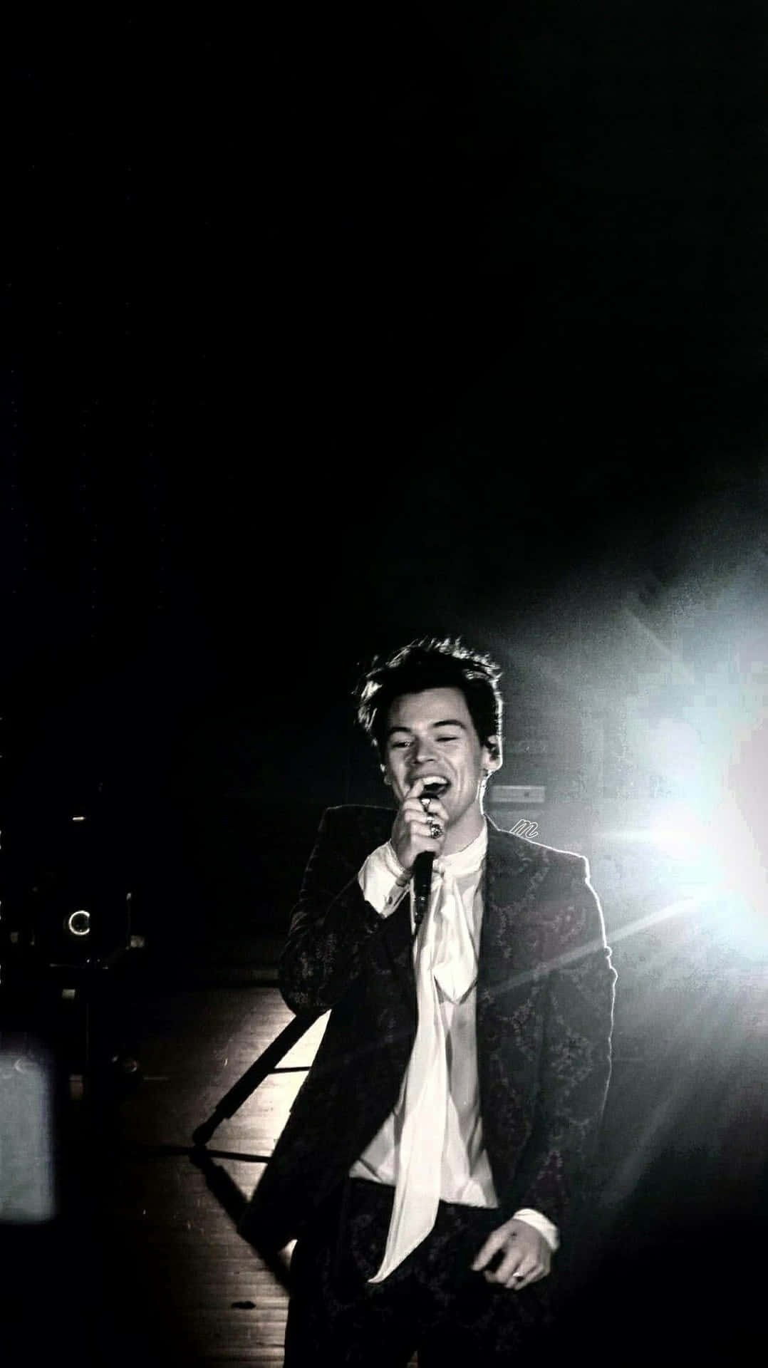 Harry Styles Black And White Photo On Stage