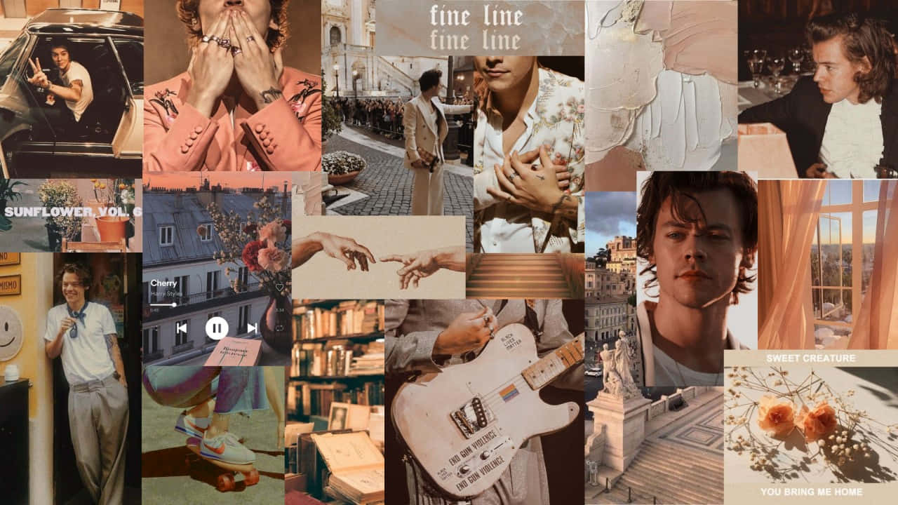 Harry Styles Fine Line Aesthetic Collage Background