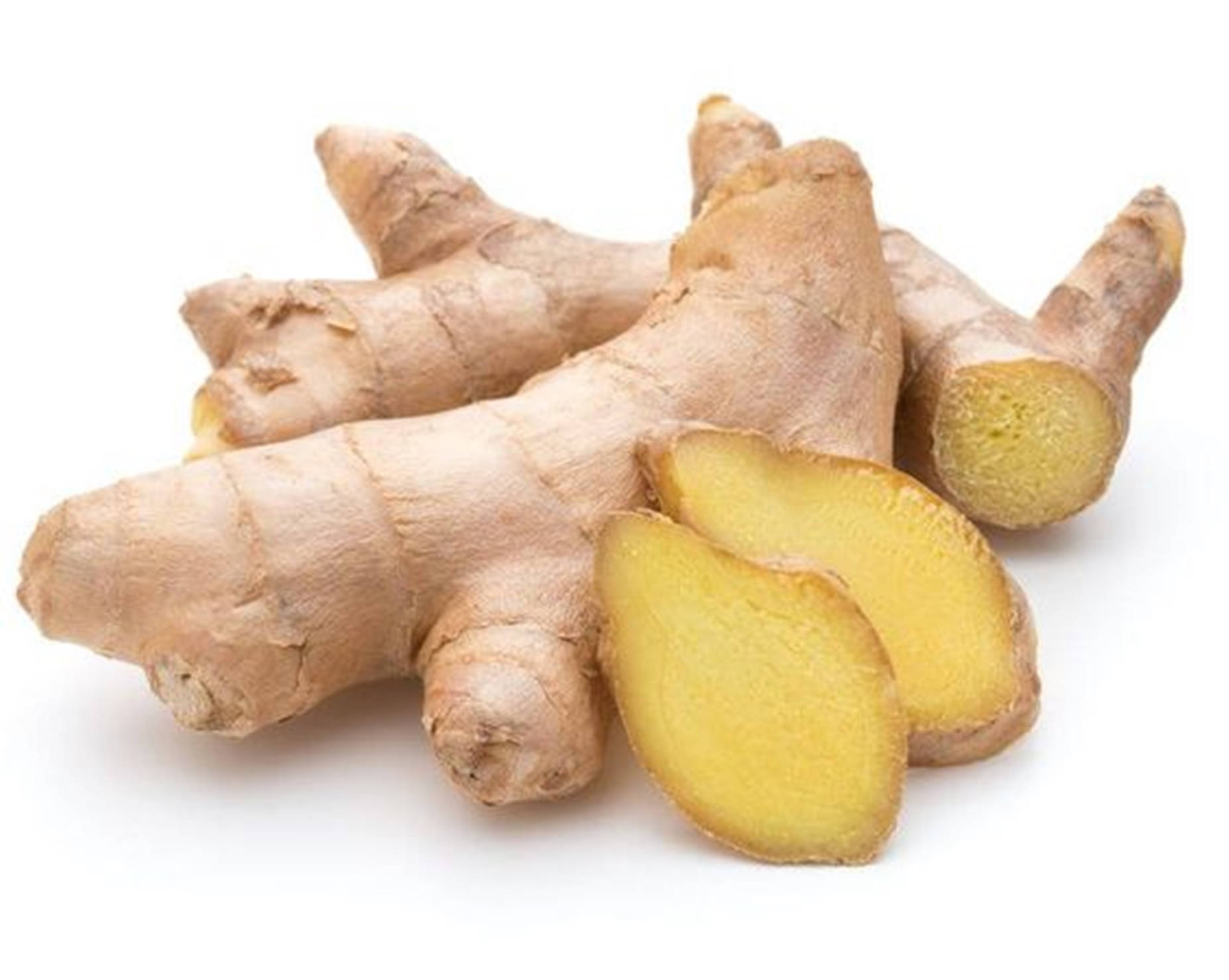 Harvested Ginger Roots Vegetable Sliced Still Background