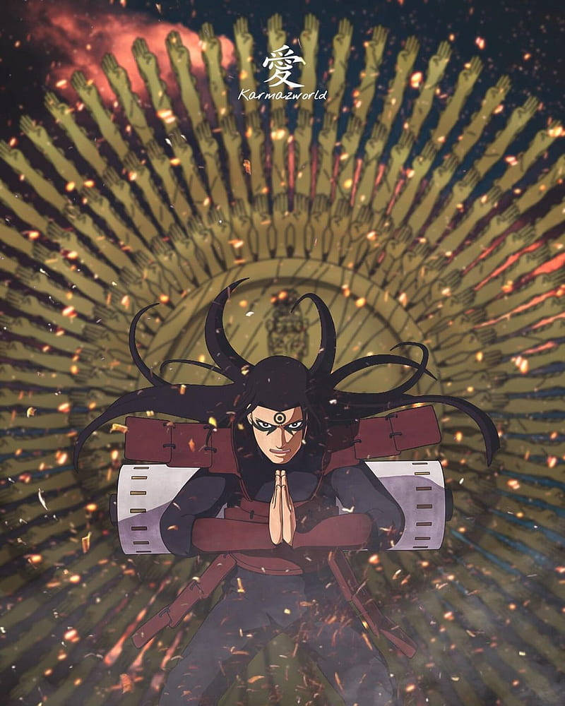 Hashirama Phone With 1000 Hands Buddha Background