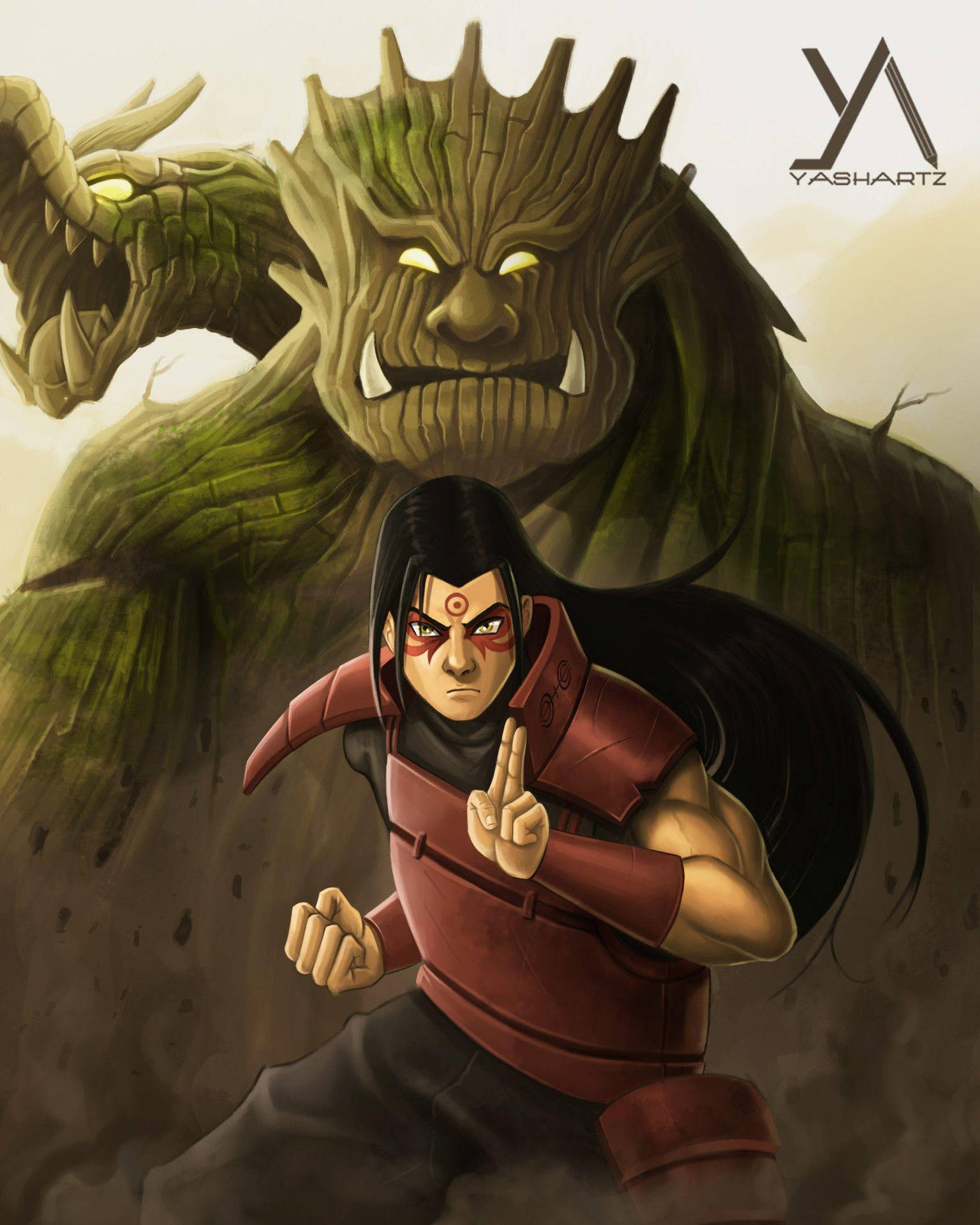 Hashirama Phone With Wooden Dragon Background