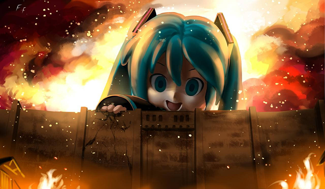 Hastune Miku Fire Anime Background