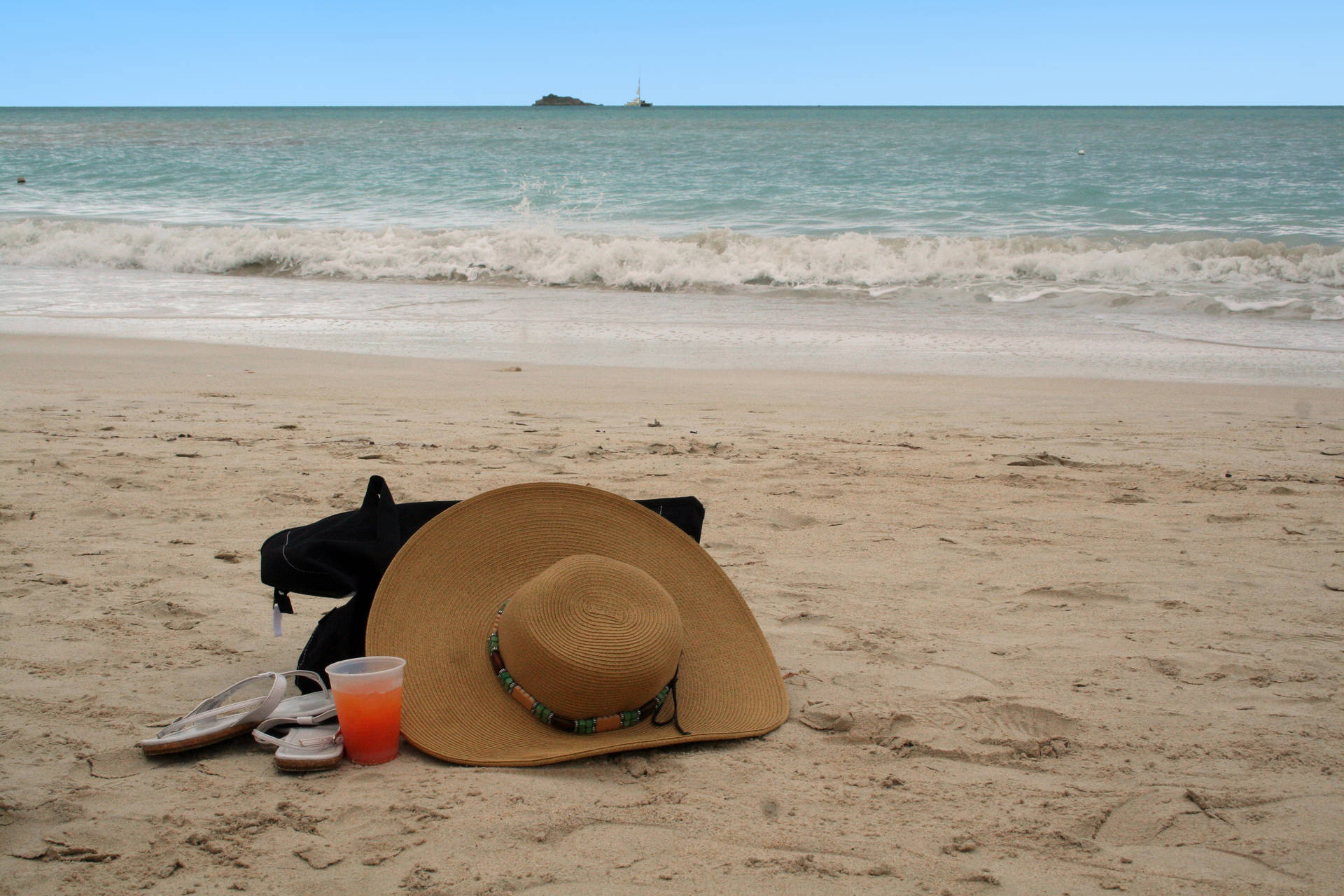 Hat On Beach Antigua And Barbuda