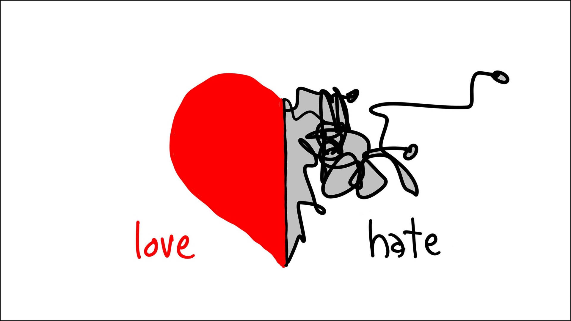 Hate Love Digital Line Art