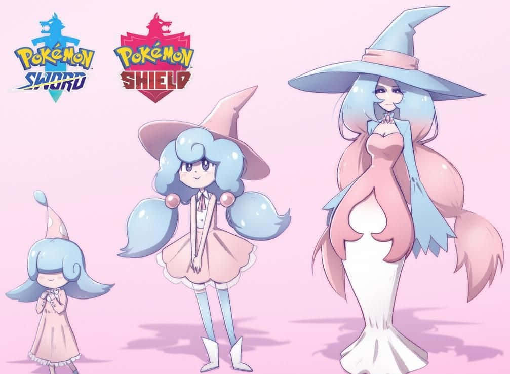 Hatenna, Hattrem, And Hatterene In Human Forms Background
