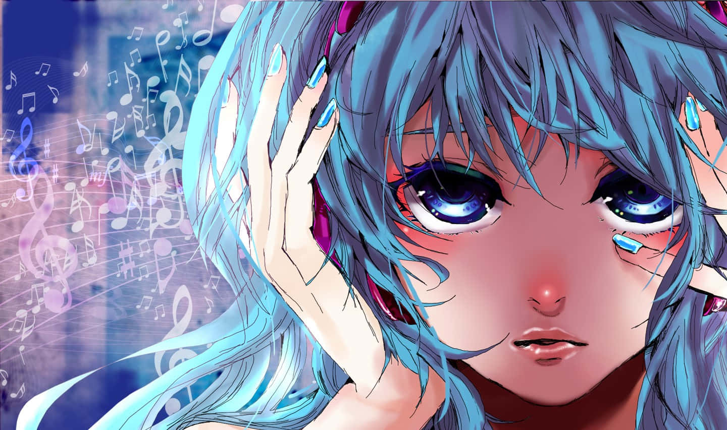 Hatsune Miku Closeup Music Anime Background