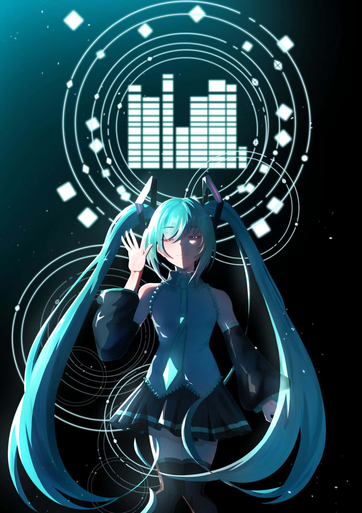 Hatsune Miku Digital Aesthetic Phone Background