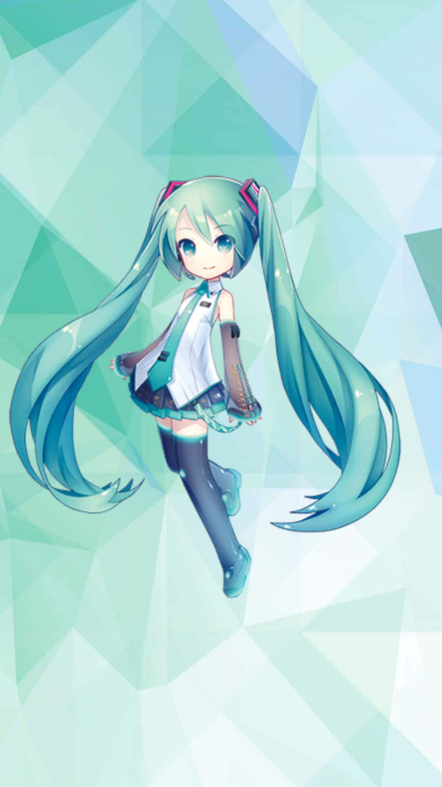 Hatsune Miku Green Crystal Phone Background