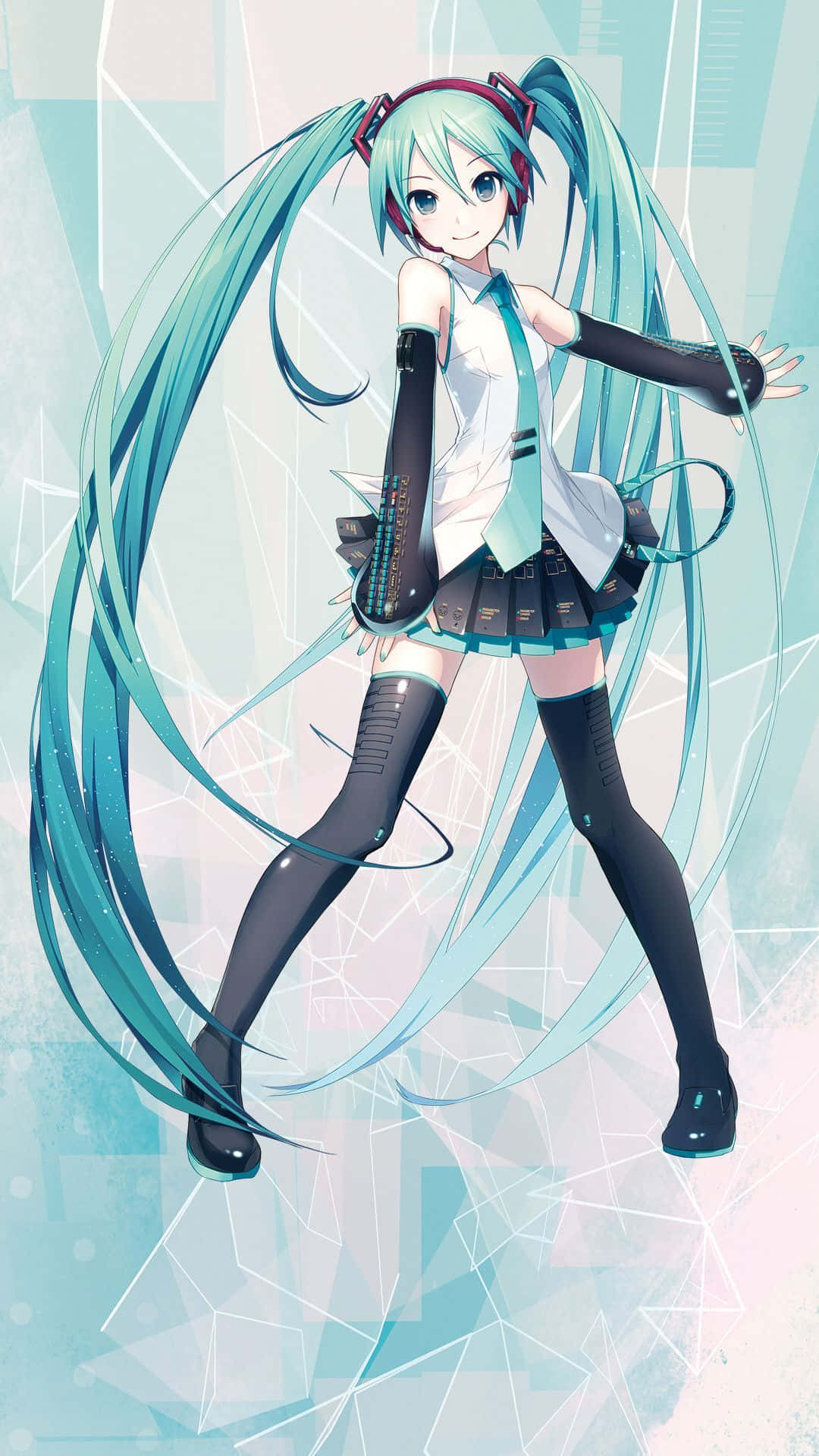 Hatsune Miku Long Blue Hair Phone Background