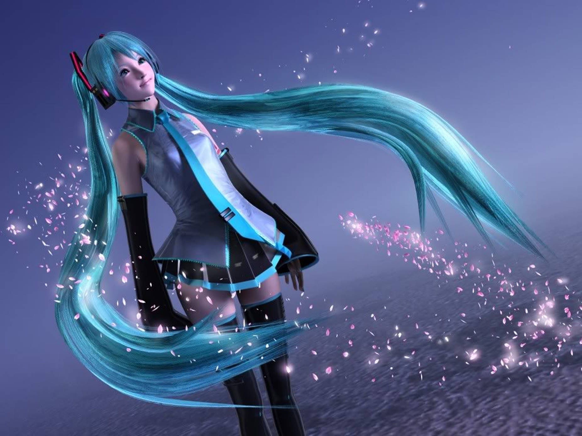 Hatsune Miku Musical Artist 3d Animation Background