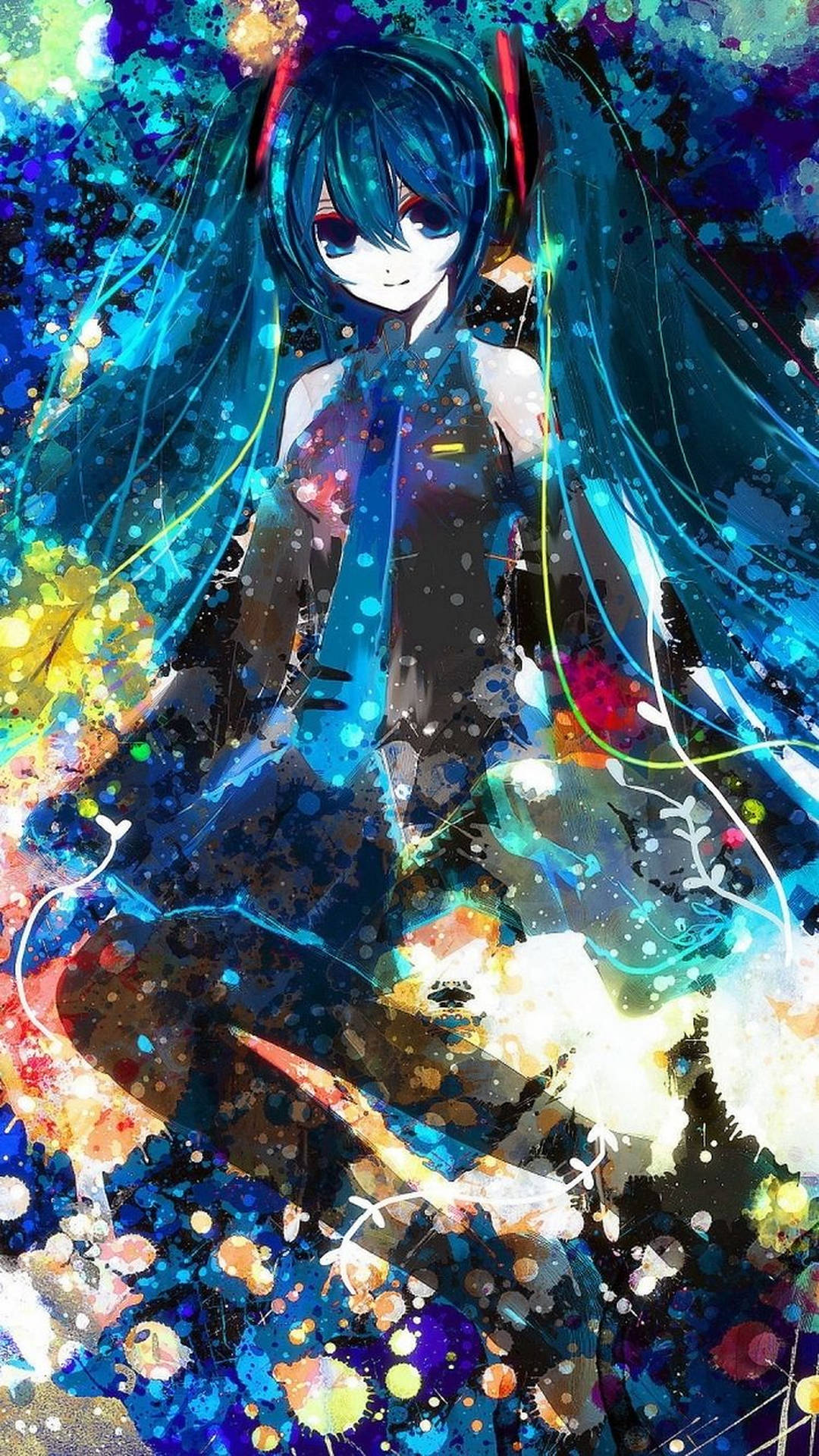 Hatsune Miku Painting Anime Iphone Background