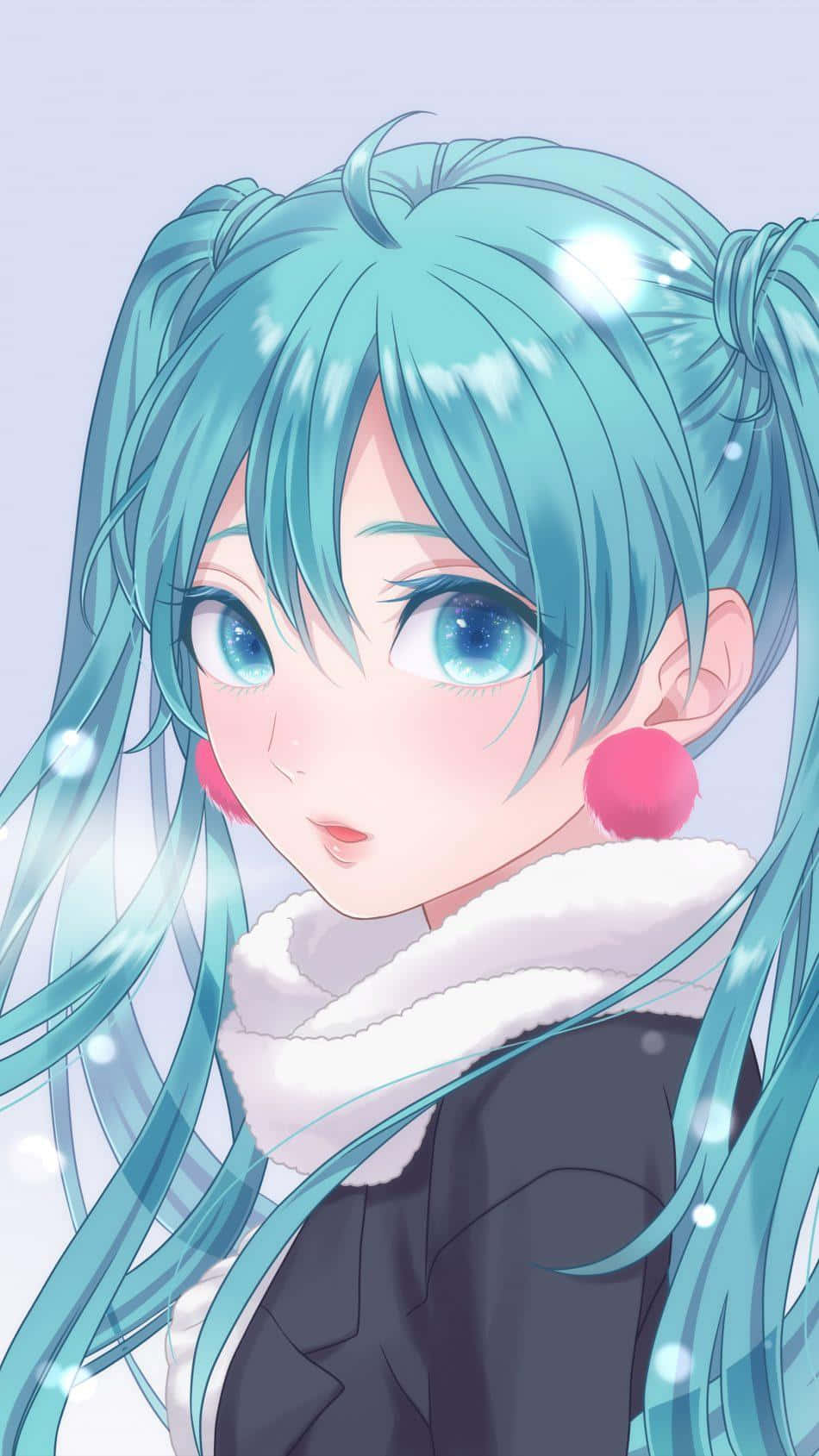 Hatsune Miku Pretty Anime Girl Portrait Phone Background