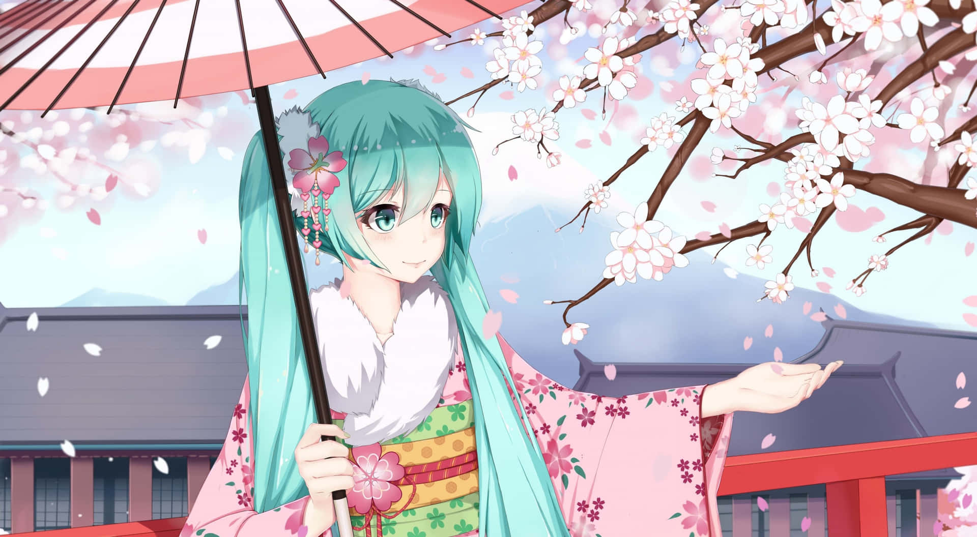 Hatsune Miku Sakura Anime Digital Artwork Background