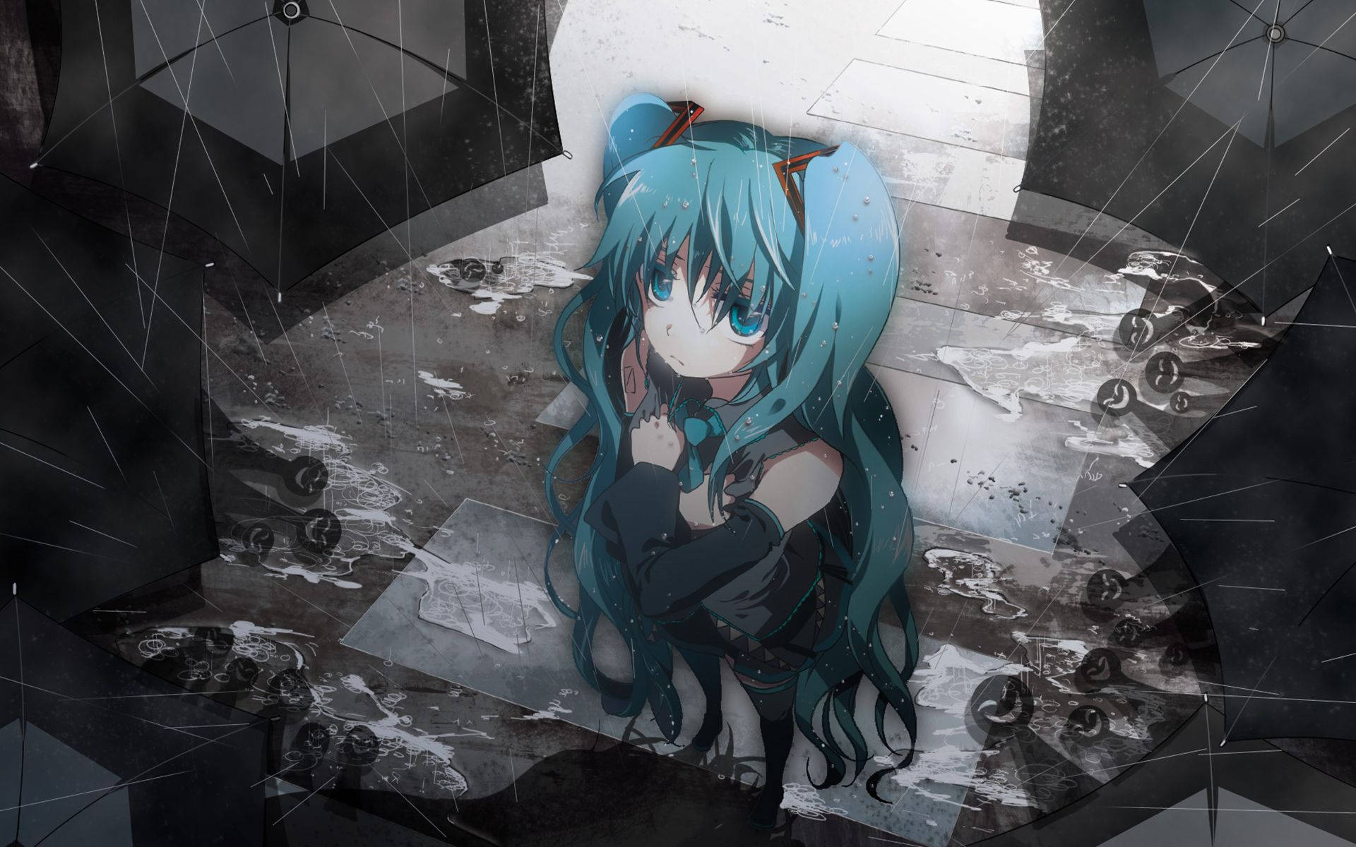 Hatsune Miku Soaked Nightcore Background