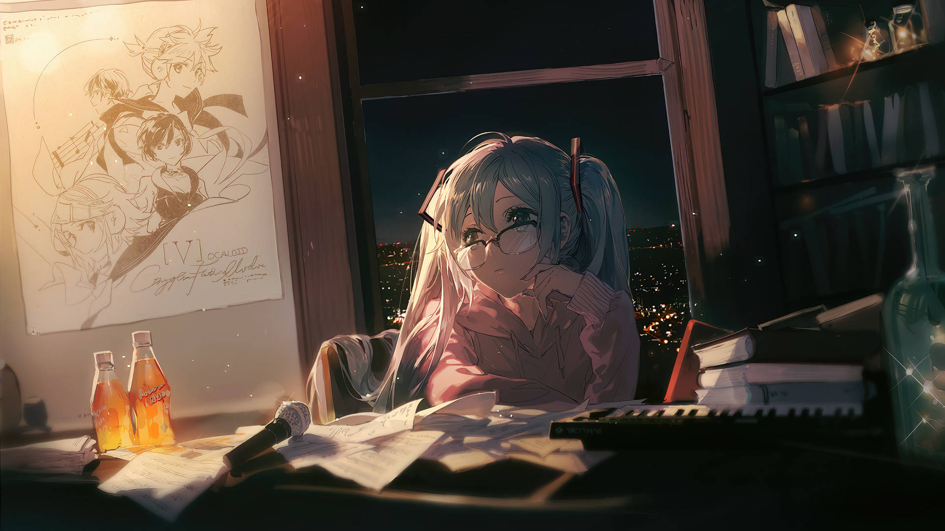 Hatsune Miku Study 4k Background