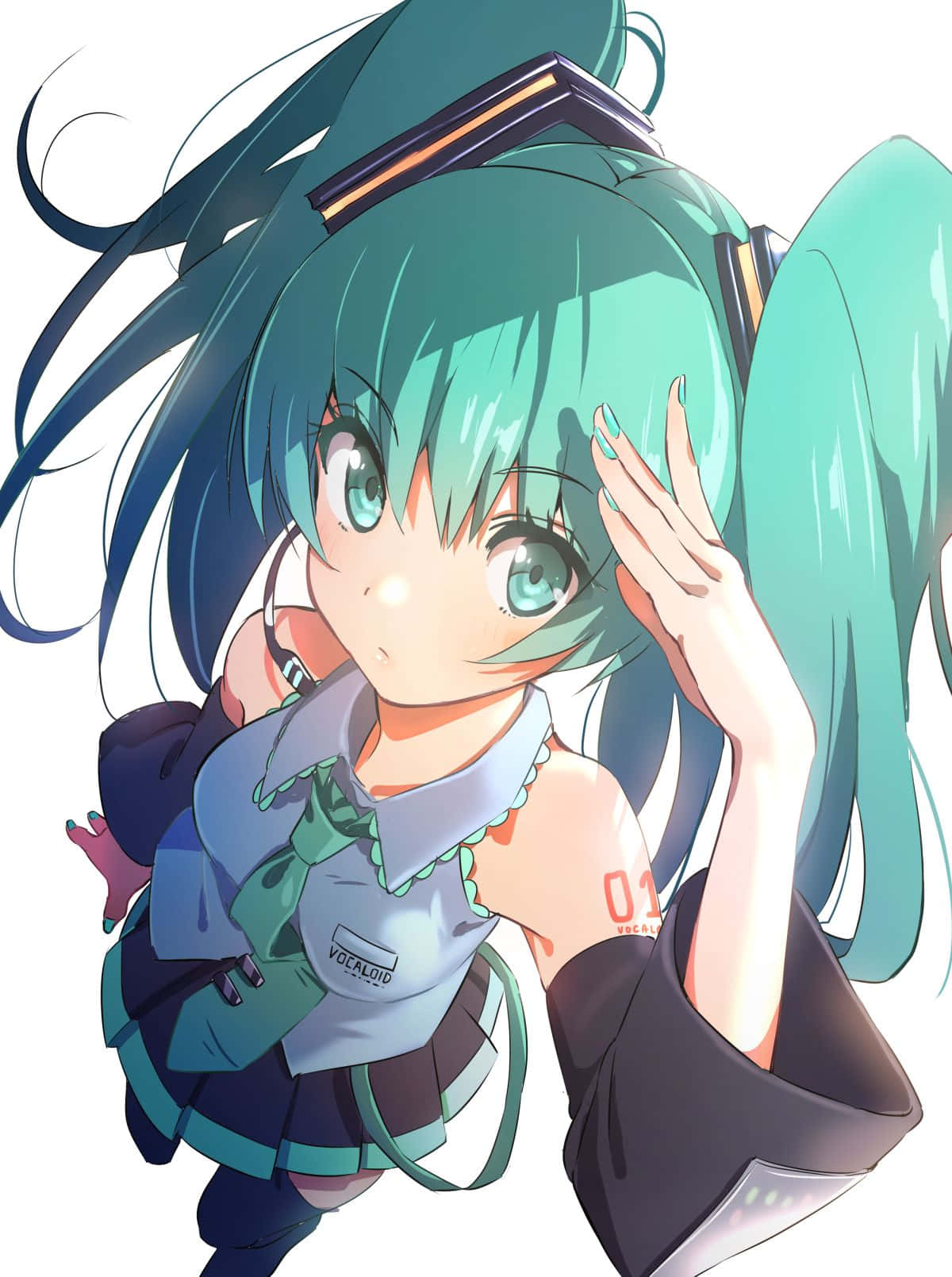 Hatsune Miku Turquoise Eyes And Pigtails Phone Background