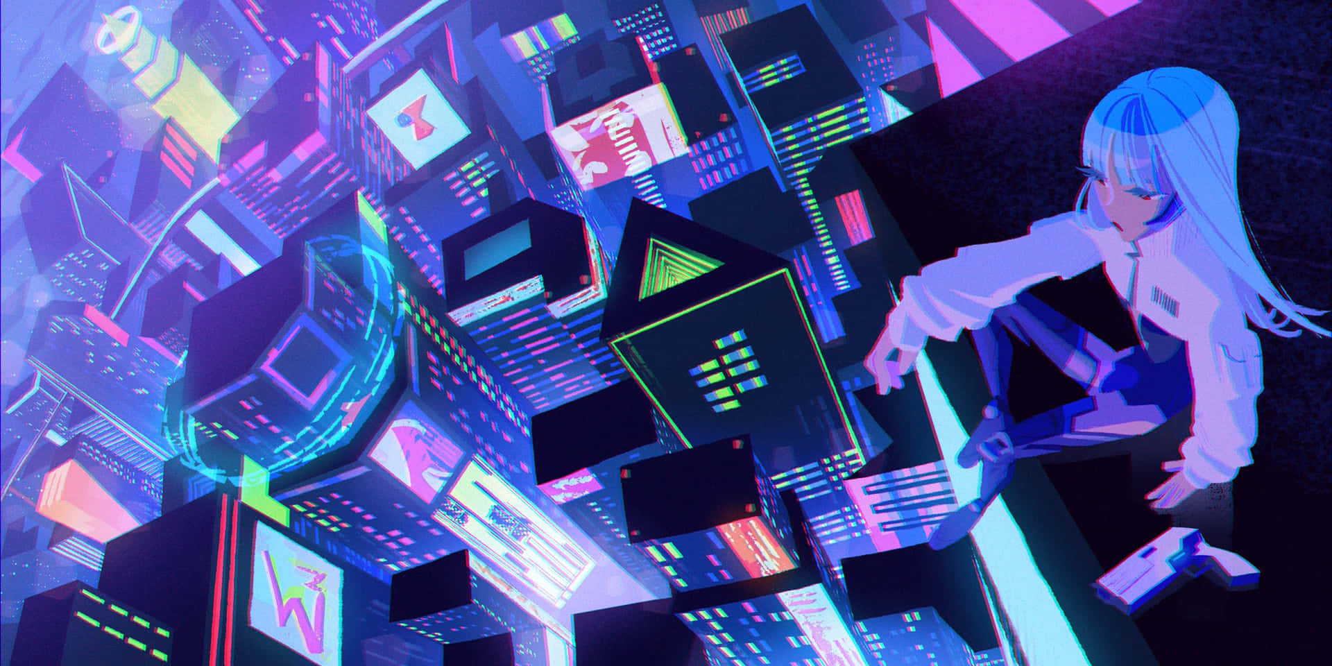 Hatsune Miku Vaporwave Anime Background