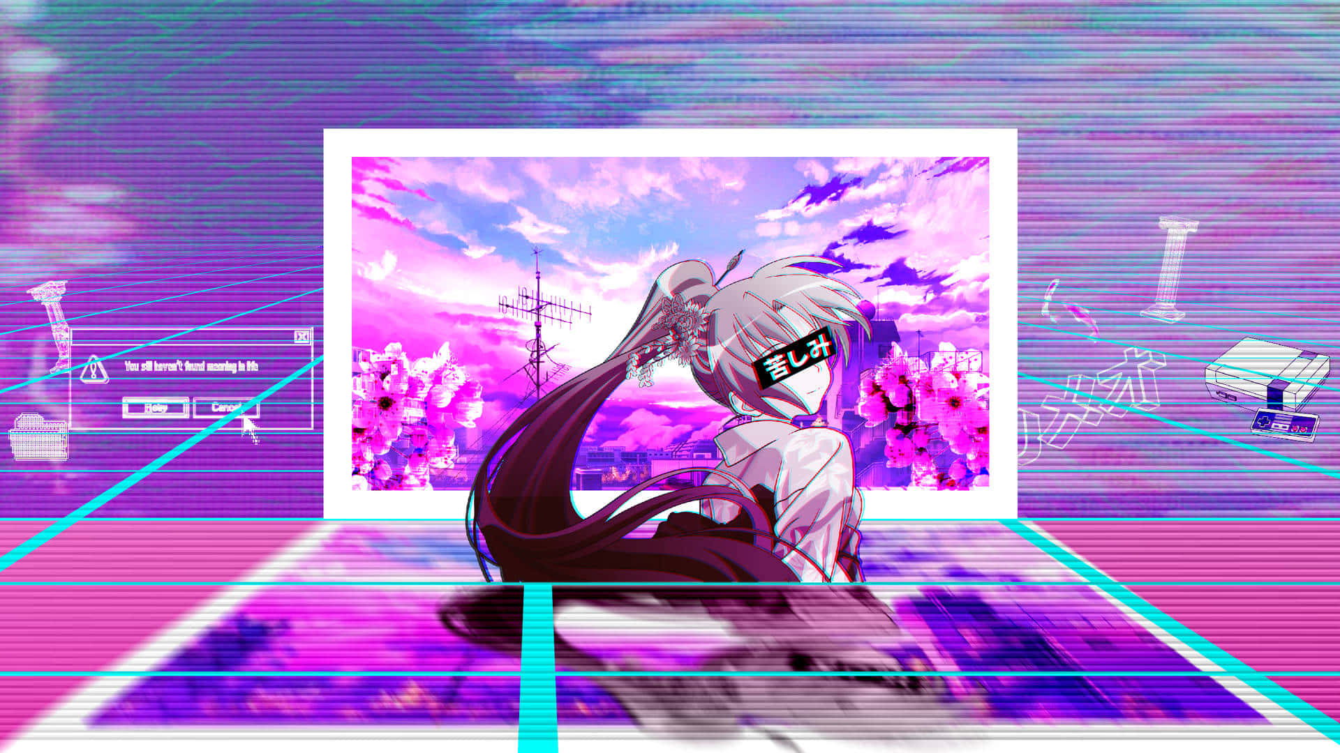 Hatsune Miku Vaporwave Anime Background