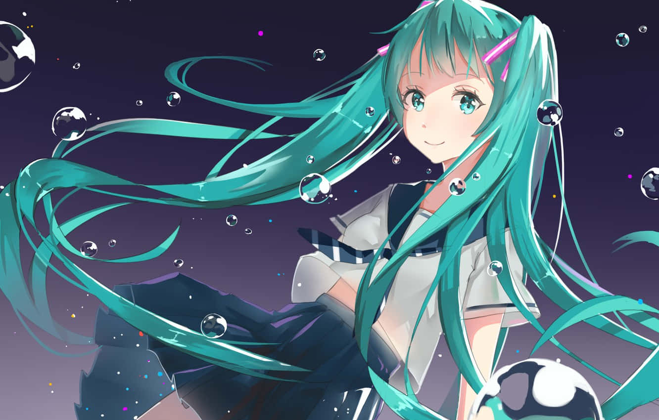 Hatsune Miku With Bubble Anime Background