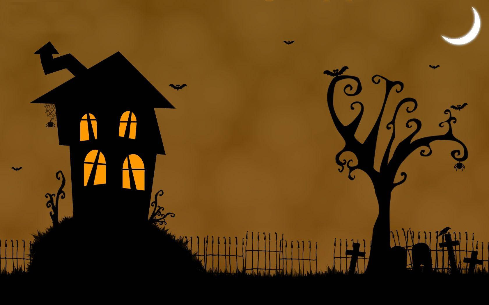 Haunted House Halloween Cartoon Background