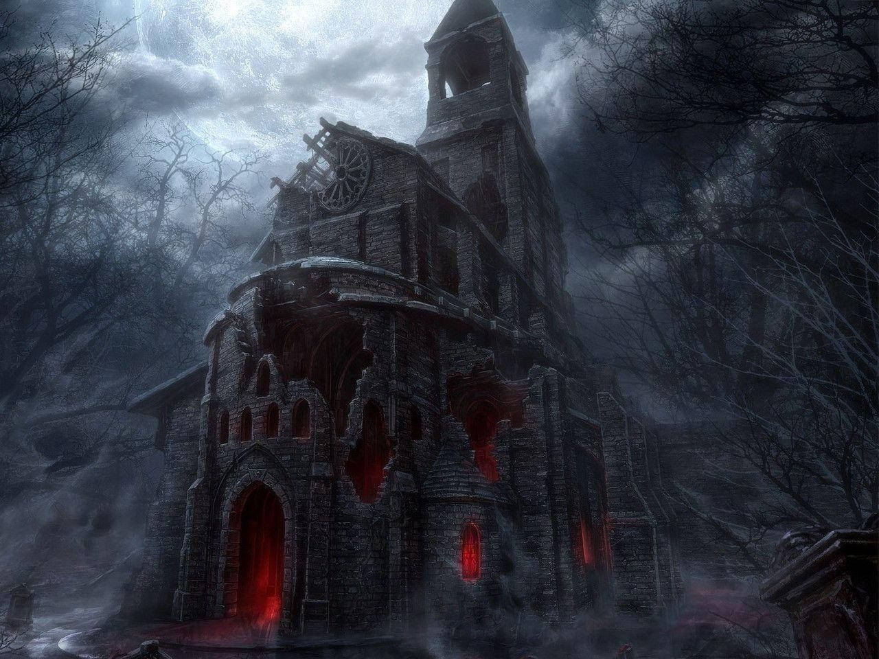 Haunted House Halloween Torn Background