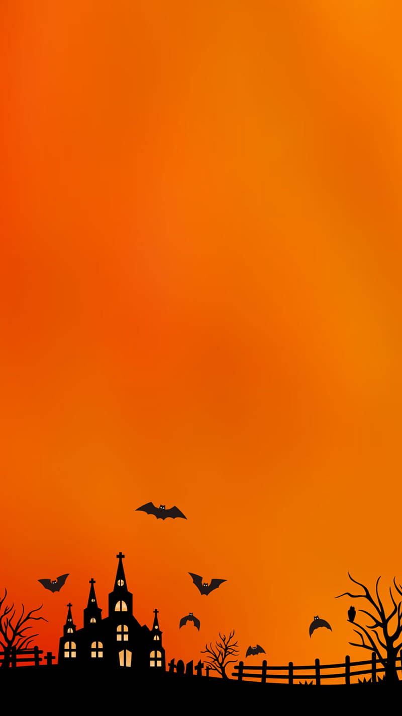 Haunted House Orange Phone Background