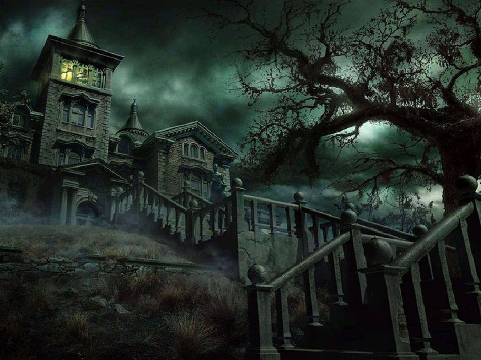 Haunted House With Stairs Background