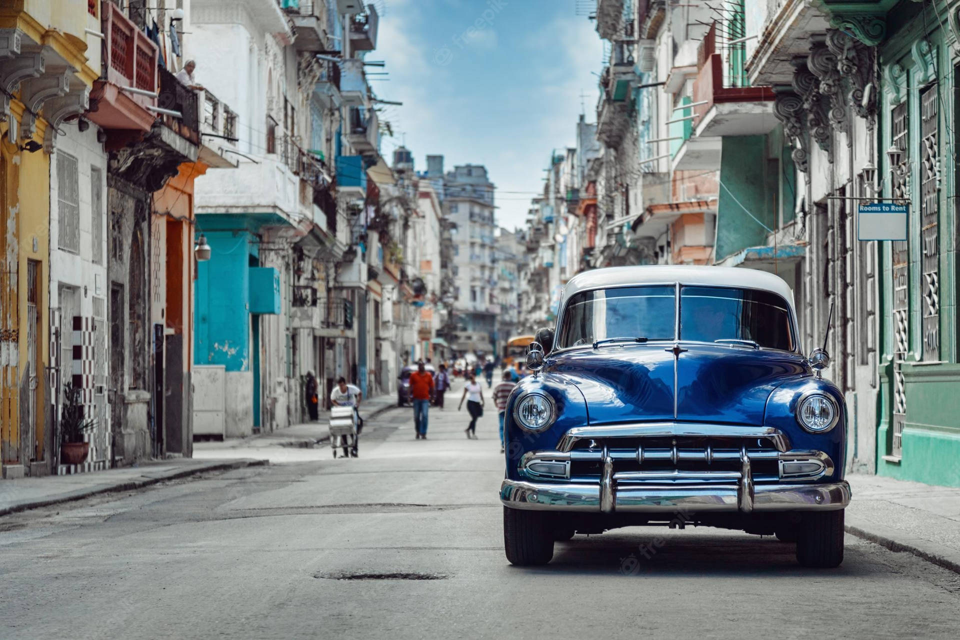 Havana Blue Car Front Background