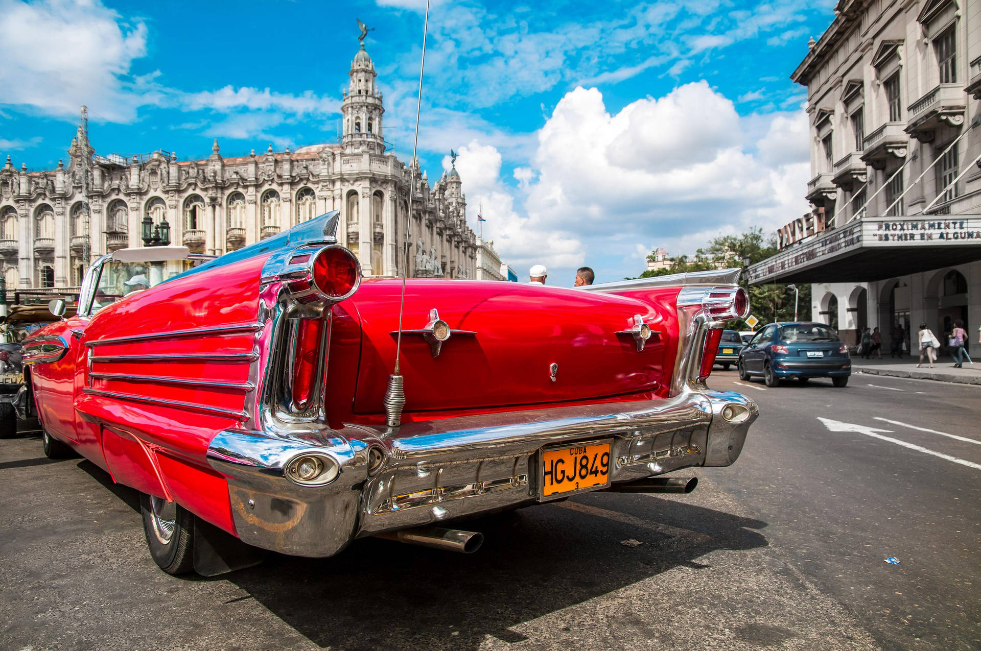 Havana Red Car Back Background