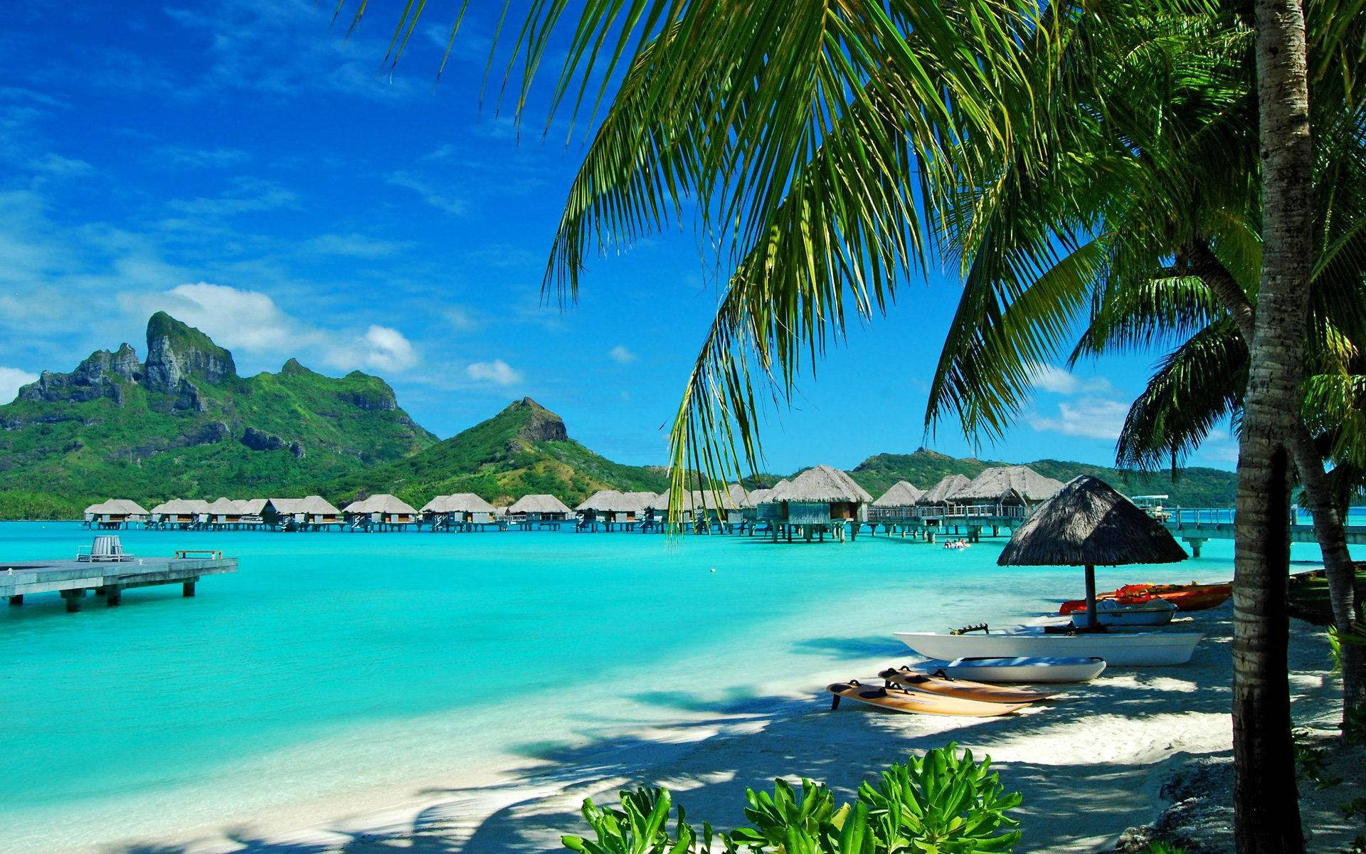 Hawaii, Coast, Resort, Rest, Palm Trees, Lagoon, Blue Water Background