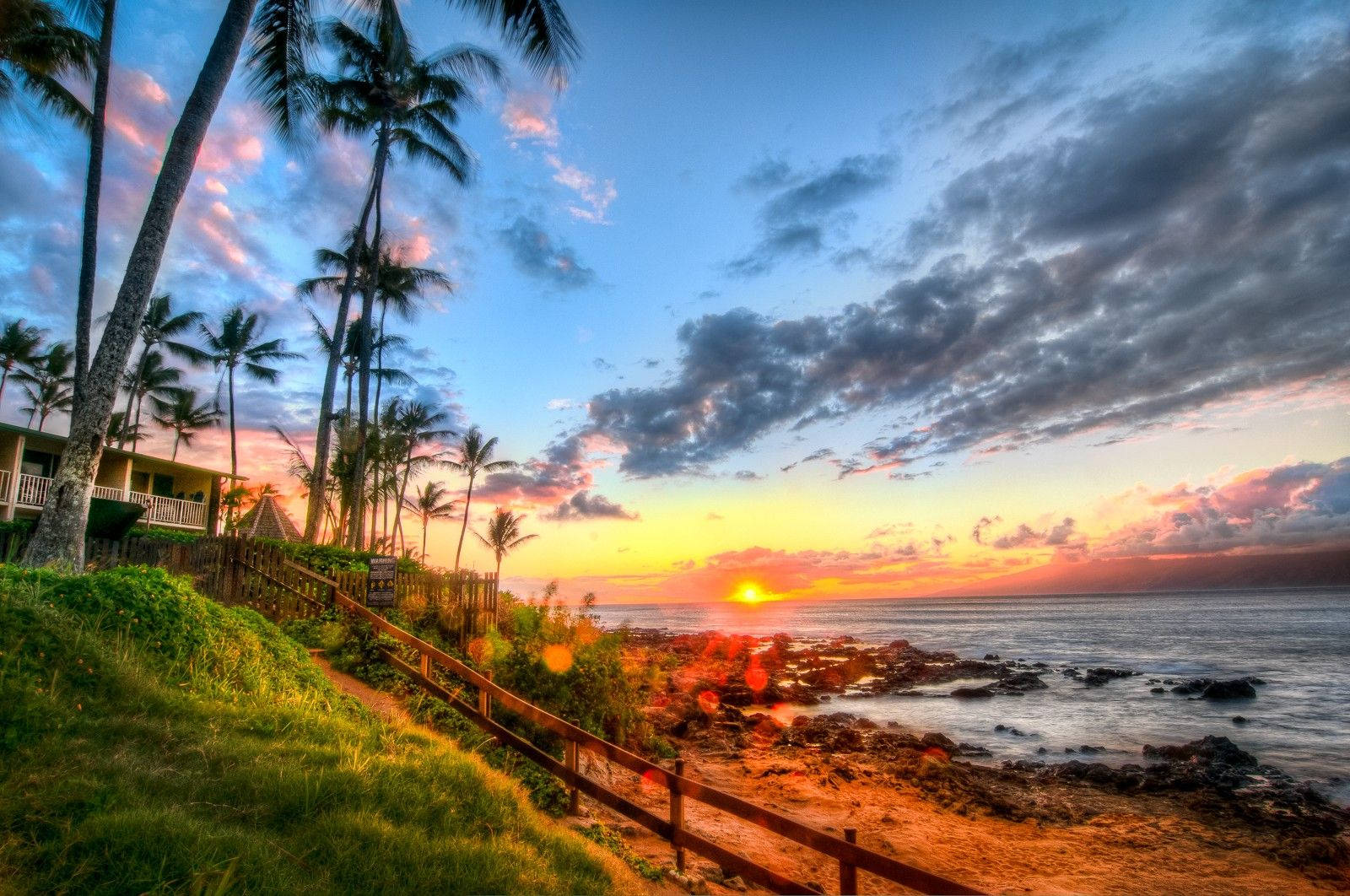 Hawaii Maui Beach Sunset Summer Background