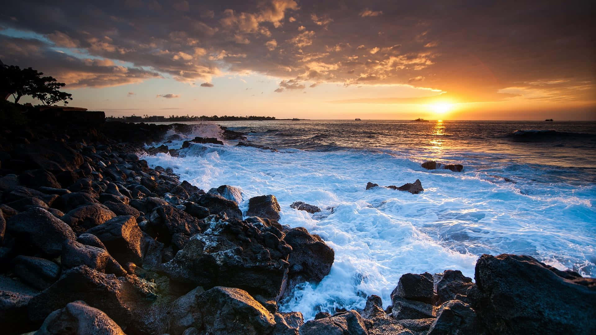 Hawaii Sunset Coast Background