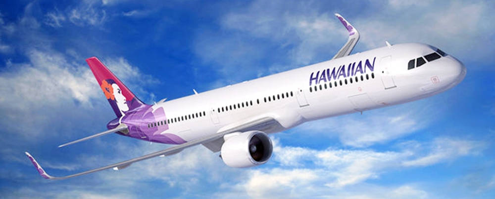 Hawaiian Airlines Plane Alone In The Sky Background